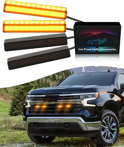 LED Amber Grill Lights لعام 2019-2024 2025 شيفروليه سيلفرادو مصابيح مصابيح Silverado 1500 2500 3500 ملحقات الشبكة الأمامية in Kuwait