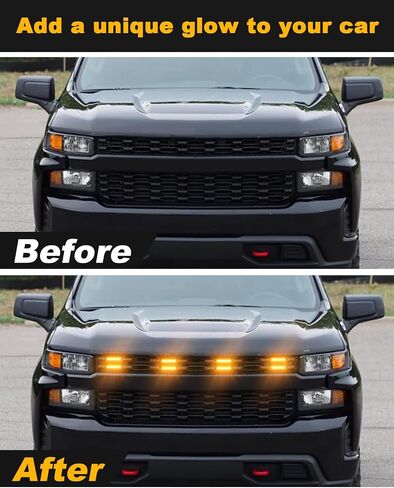 LED Amber Grill Lights لعام 2019-2024 2025 شيفروليه سيلفرادو مصابيح مصابيح Silverado 1500 2500 3500 ملحقات الشبكة الأمامية in Kuwait