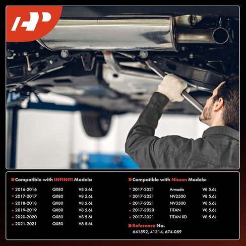 A-Premium الأمامي الأيسر العادم المحول الحفاز مع مجموعة حشية تتوافق مباشرة مع نيسان أرمادا ، NV2500 ، NV3500 ، Titan XD ، 2017-2021 ، Titan & Infiniti QX80 ، 5.6L ، E.P.A. متوافق in Saudi Arabia