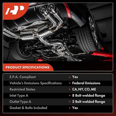 A-Premium الأمامي الأيسر العادم المحول الحفاز مع مجموعة حشية تتوافق مباشرة مع نيسان أرمادا ، NV2500 ، NV3500 ، Titan XD ، 2017-2021 ، Titan & Infiniti QX80 ، 5.6L ، E.P.A. متوافق in Saudi Arabia