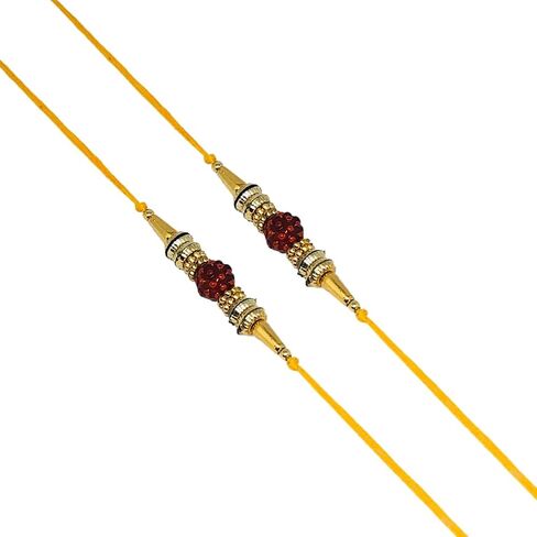 TheNext7 Pack of 2 Rakhi for Brother, rakhee, Rakhi Gift for Brother, Rakhi Bracelet, Rakhi Thread, Rakhi for Bhai, Rudraksh with Golden Beads and Rings Rakhi Rakhi Thread. in Saudi Arabia
