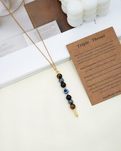 Ronglry Healing Crystals and Stones Necklace Spiritual Crystal Necklace for Women Men Anxiety Necklace Empath Protection New Beginnings Gifts Crystal Pendant Necklace Healing Crystals Jewelry in Kuwait