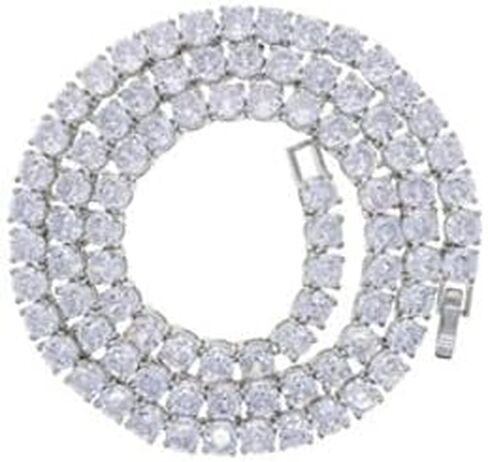 14K Gold Over S925 Necklace with Single-Row Hip-Hop Moissanite Tennis Chain – Simplicity Meets Elegance. The Beautiful Gift for Those Who Appreciate Classic Charm,Father's Day Gifts for Dad in Kuwait