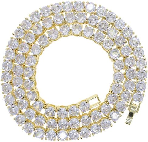 14K Gold Over S925 Necklace with Single-Row Hip-Hop Moissanite Tennis Chain – Simplicity Meets Elegance. The Beautiful Gift for Those Who Appreciate Classic Charm,Father's Day Gifts for Dad in Kuwait