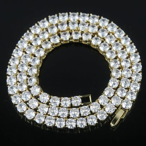 14K Gold Over S925 Necklace with Single-Row Hip-Hop Moissanite Tennis Chain – Simplicity Meets Elegance. The Beautiful Gift for Those Who Appreciate Classic Charm,Father's Day Gifts for Dad in Kuwait