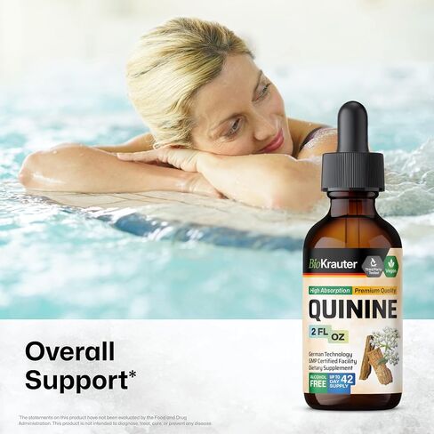 BIO KRAUTER Quinine for Leg Cramps Tincture - Cinchona Bark Extract - Vegan Quinine Liquid - Alcohol & Sugar Free Extract 4 Fl.Oz. in Saudi Arabia