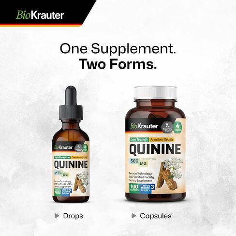 BIO KRAUTER Quinine for Leg Cramps Tincture - Cinchona Bark Extract - Vegan Quinine Liquid - Alcohol & Sugar Free Extract 4 Fl.Oz. in Saudi Arabia