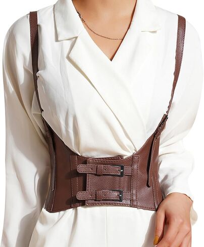eYLun Women Underbust Corset Belt Faux Leather Wide Elastic Belts Steampunk Strap Waist Corset Belt in Saudi Arabia