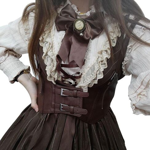 eYLun Women Underbust Corset Belt Faux Leather Wide Elastic Belts Steampunk Strap Waist Corset Belt in Saudi Arabia