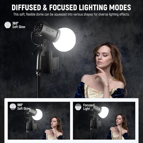 NEEWER CRS7 Softbox Diffusion Dome with 3 Adapter Rings, Compatible with Godox V1 NEEWER Z1 Z2 Round Head Flash and Square Speedlite Z760 and More, NEEWER Mount for Video Light MS60B MS60C MS150B in Saudi Arabia