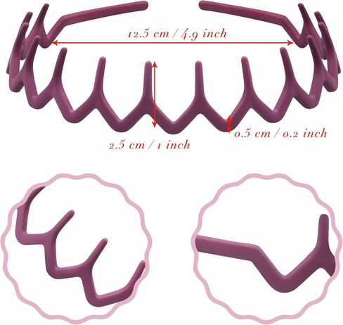 Duufin 12-Piece Plastic Zig Zag Headbands with Teeth, Non-slip Colorful Teeth Comb Headbands for Girls & Women in Saudi Arabia