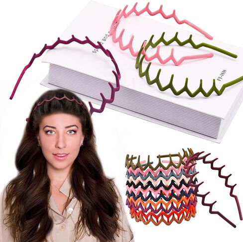 Duufin 12-Piece Plastic Zig Zag Headbands with Teeth, Non-slip Colorful Teeth Comb Headbands for Girls & Women in Saudi Arabia