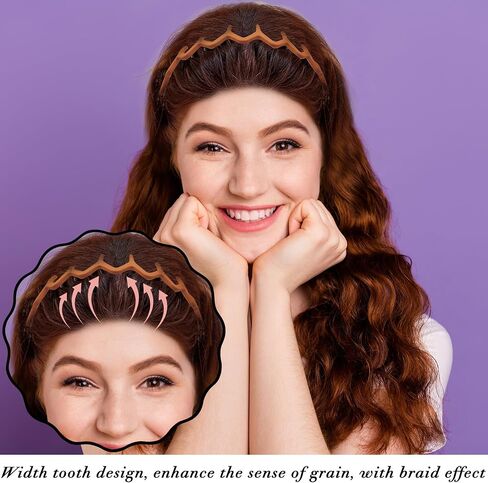 Duufin 12-Piece Plastic Zig Zag Headbands with Teeth, Non-slip Colorful Teeth Comb Headbands for Girls & Women in Saudi Arabia