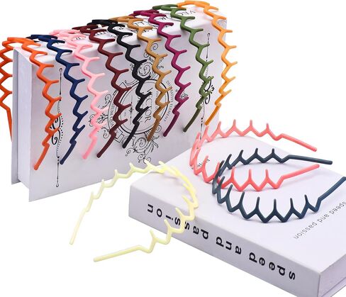 Duufin 12-Piece Plastic Zig Zag Headbands with Teeth, Non-slip Colorful Teeth Comb Headbands for Girls & Women in Saudi Arabia