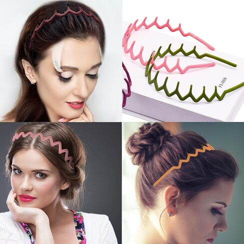 Duufin 12-Piece Plastic Zig Zag Headbands with Teeth, Non-slip Colorful Teeth Comb Headbands for Girls & Women in Saudi Arabia