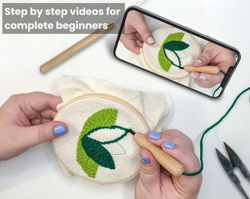Dabline Punch Needle Kit for Beginners and Adults Set of 6 | Stress Relief DIY Craft - Complete Punch Needle Starter Kit with Designs & Supplies in Kuwait
