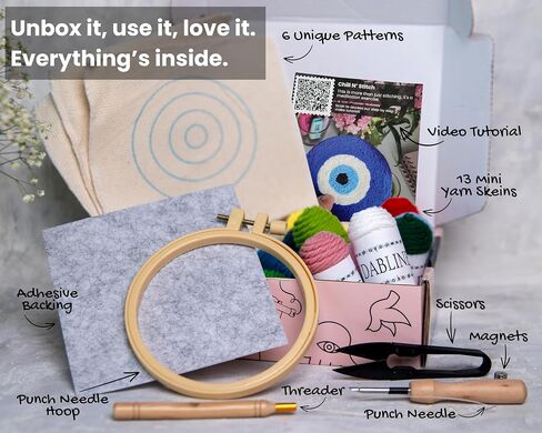 Dabline Punch Needle Kit for Beginners and Adults Set of 6 | Stress Relief DIY Craft - Complete Punch Needle Starter Kit with Designs & Supplies in Kuwait