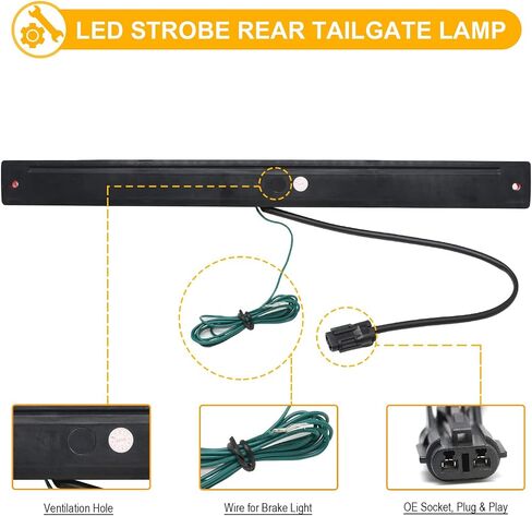 R&F Auto LED Tailgate Light Compatible with Ram 2500 3500 2003 2004 2005 2006 Rear Center Tailgate Lightbar Red Lens Replace OEM # 05086509AA in Saudi Arabia
