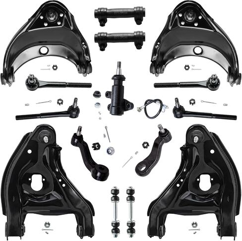 Detroit Axle - Front End Kit for Chevy GMC C1500 C2500 Tahoe Yukon Lower & Upper Control Arms w/Ball Joints Inner & Outer Tie Rods Sway Bars Idler Arm & Bracket Pitman Arm Replacement - 15pc Set in Saudi Arabia
