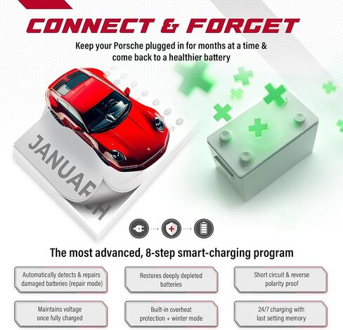 شاحن بطارية JMR لـ Porsche 911 Panamera Cayenne Macan Cayman 718 Boxster All Models Tradle Charger Complener (بدون وضع ليثيوم) in Kuwait