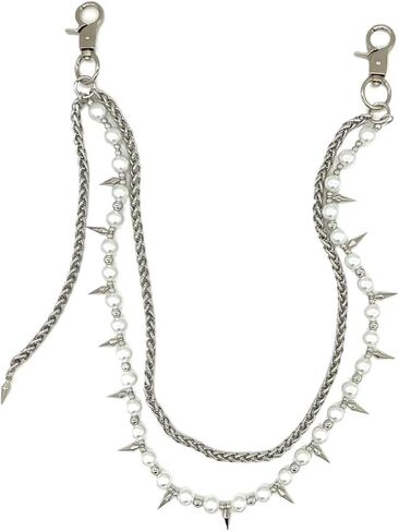 PINKPIN Double-Layer Jeans Keychain with Beads, Spikes & Fringe Waist/Bag Wallet for Men & Women in Saudi Arabia
