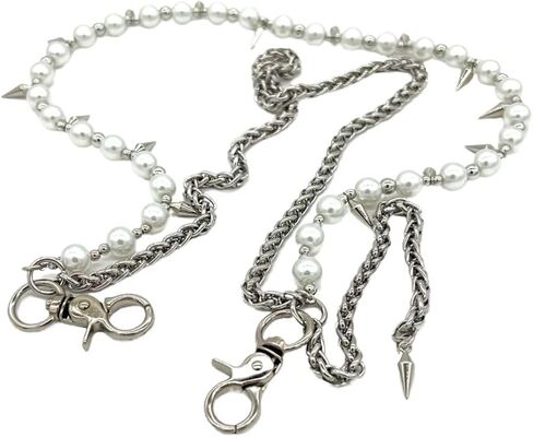 PINKPIN Double-Layer Jeans Keychain with Beads, Spikes & Fringe Waist/Bag Wallet for Men & Women in Saudi Arabia