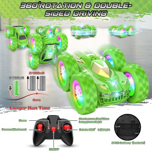 سيارة التحكم عن بُعد للأطفال ، ألعاب RC Stunt Cars للأولاد الذين تتراوح أعمارهم بين 4-7 مع نمط رائع على الوجهين وفلاش LED ، 1:24 لعبة لعبة هواية سيارة سباق هدية ل 3 4 5 6 7 8 in Kuwait