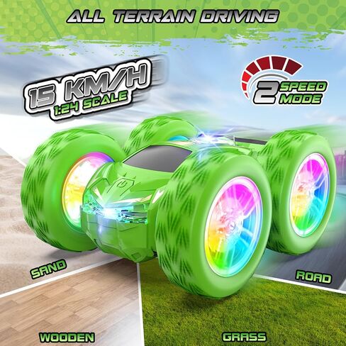 سيارة التحكم عن بُعد للأطفال ، ألعاب RC Stunt Cars للأولاد الذين تتراوح أعمارهم بين 4-7 مع نمط رائع على الوجهين وفلاش LED ، 1:24 لعبة لعبة هواية سيارة سباق هدية ل 3 4 5 6 7 8 in Kuwait