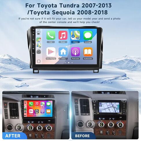 [8 CORE 4G+64G] Car Radio for Toyota Tundra 2007-2013 & Toyota Sequoia 2008-2018 with Wireless Carplay/Android Auto, 10.1 Inch Android 13 Car Stereo, Bluetooth, GPS, WiFi, SWC, Backup Camera in Kuwait