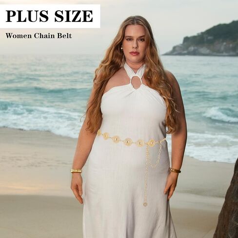Xindojuz 1 PCS الحزام الغربي للنساء ، حزام سلسلة ذهبية معدنية لللباس ، Country Boho Cowgirl الخصر لسلطات جينز Concho Concer in Saudi Arabia
