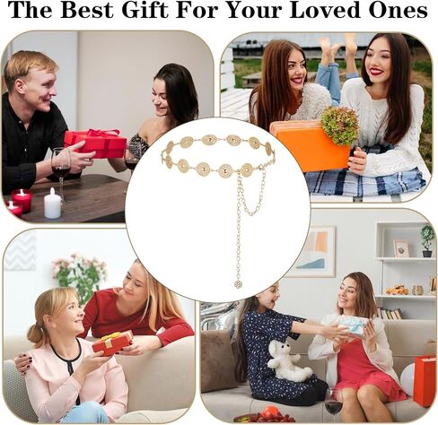 Xindojuz 1 PCS الحزام الغربي للنساء ، حزام سلسلة ذهبية معدنية لللباس ، Country Boho Cowgirl الخصر لسلطات جينز Concho Concer in Saudi Arabia