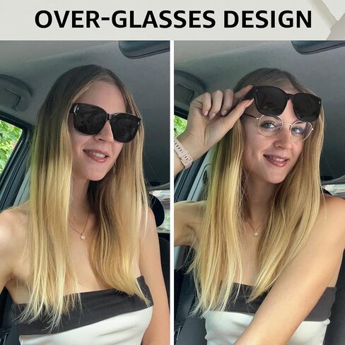 TJUTR Polarized Fit Over Sunglasses for Women, Trendy Oversized Over Prescription Glasses Shades with UV Protection TS3091 in Kuwait