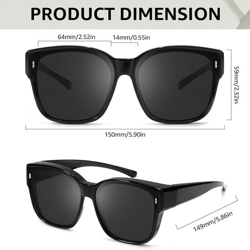 TJUTR Polarized Fit Over Sunglasses for Women, Trendy Oversized Over Prescription Glasses Shades with UV Protection TS3091 in Kuwait