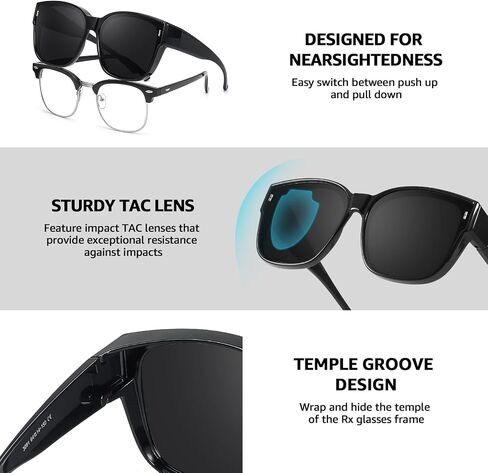 TJUTR Polarized Fit Over Sunglasses for Women, Trendy Oversized Over Prescription Glasses Shades with UV Protection TS3091 in Kuwait