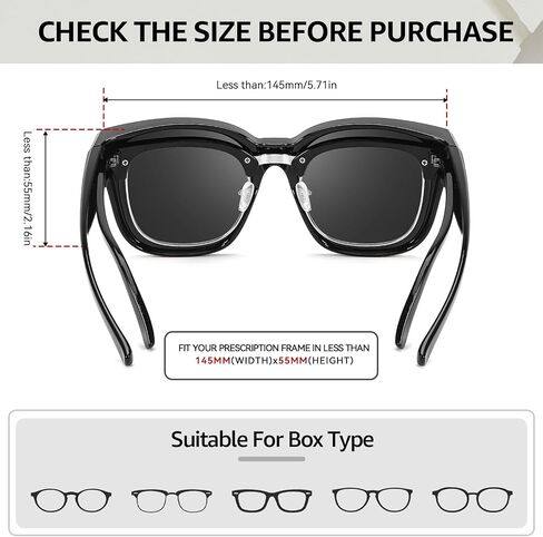 TJUTR Polarized Fit Over Sunglasses for Women, Trendy Oversized Over Prescription Glasses Shades with UV Protection TS3091 in Kuwait