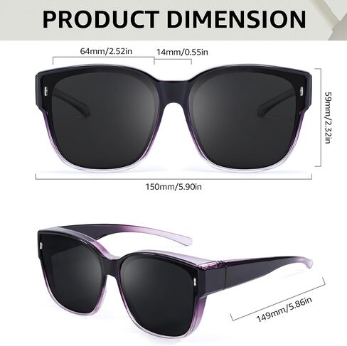 TJUTR Polarized Fit Over Sunglasses for Women, Trendy Oversized Over Prescription Glasses Shades with UV Protection TS3091 in Kuwait