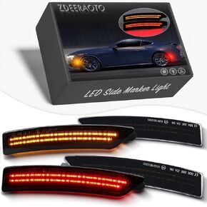 LED Front & Rear Fender LED Side Marker Lights Kit for Ford Mustang S650, Replacement for Mustang Gen7 2024 2025,Smoked Lens Side Bumper Marker Lamps,4pcs (Red-Amber) in Saudi Arabia