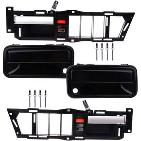 OCPTY DOOR HANDLES الخارجي الداخلي السائق الأمامي السائق الاستبدال FIT 1988-1994 ل GMC خارج مقابض الأبواب الداخلية الأسود (4pcs) in Kuwait
