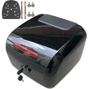 30L Motorcycle Tour Tail Box, Motorcycle Top Case Scooter Trunk Luggage Storage Lockable Waterproof Carrier Plastic Case with Mounting Hardware, Universal Mounting,White in Saudi Arabia