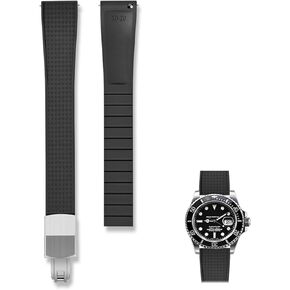 FKM Rubber Watch Band and Auto-Lock Folding Buckle,Compatible with OmegaXSwatch Moonswatch Speedmaster/Rolex/SEIKO Men Women 20 22mm Watch Strap Replacement in Kuwait