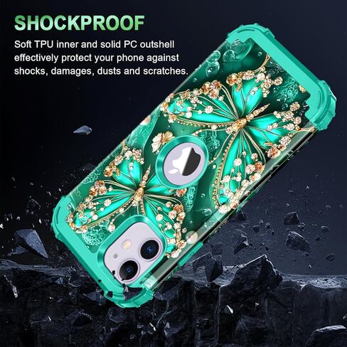 جراب Miqala متوافق مع هاتف iPhone 15 Pro Max، يتوهج في الظلام بثلاث طبقات شديدة التحمل ومضادة للصدمات وحماية كاملة من البلاستيك الصلب + جراب واقٍ من السيليكون الناعم لهاتف Apple iPhone 15 Pro Max، داكن in Kuwait