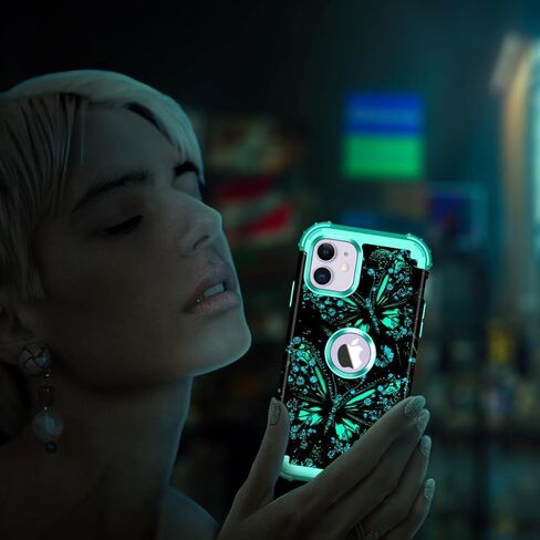 جراب Miqala متوافق مع هاتف iPhone 15 Pro Max، يتوهج في الظلام بثلاث طبقات شديدة التحمل ومضادة للصدمات وحماية كاملة من البلاستيك الصلب + جراب واقٍ من السيليكون الناعم لهاتف Apple iPhone 15 Pro Max، داكن in Kuwait