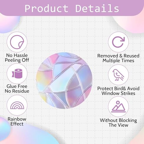 96 PCS Circle Window الشارات للطيور تضرب شارات النافذة المضادة للانقراض لإنقاذ ملصقات الطيور للطيور غير اللاصقة لملصقات قوس قزح Suncatch Strike Strike Weather Weather and Rediable in Saudi Arabia