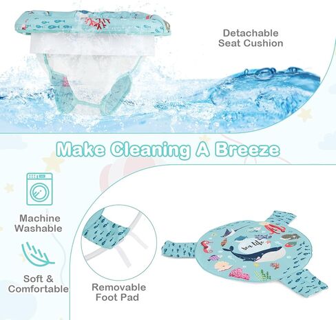 Honey Joy Baby Bouncer Activity Center ، الطائر الرضع والطاولة مع مقعد دوار 360 درجة ، 3 ارتفاعات قابلة للتعديل ، حصيرة ، الموسيقى ، الأضواء ، الأصوات والألعاب التنموية ، مركز النشاط للأطفال أكثر من 6 أشهر ، الأزرق in Kuwait
