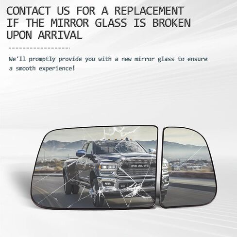 Passenger Side Upper & Lower Side Mirror Glass Compatible for 2010-2020 Dodge Ram 1500 2500 3500 Big Lens with Holder Heated Replace 68067728AA 68067730AA in Saudi Arabia