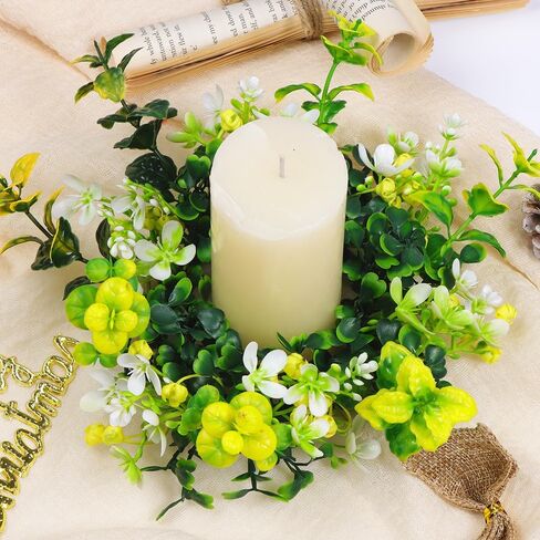 2pcs Artificial Lavender Flower Wreaths with Eucalyptus Leaf Candle Rings Wreaths 3 Inch Center for 3 in Wide Pillar Candles Decor for Spring Wedding Home Door Tabletop Cabinets (Purple) in Saudi Arabia