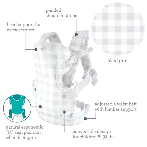 Infantino Flip 4-in-1 Convertible Baby Carrier, Adjustable, Ergonomic Babywearing, Registry Essential, Baby Carrier for Newborn to Toddler, Navy Floral in Kuwait