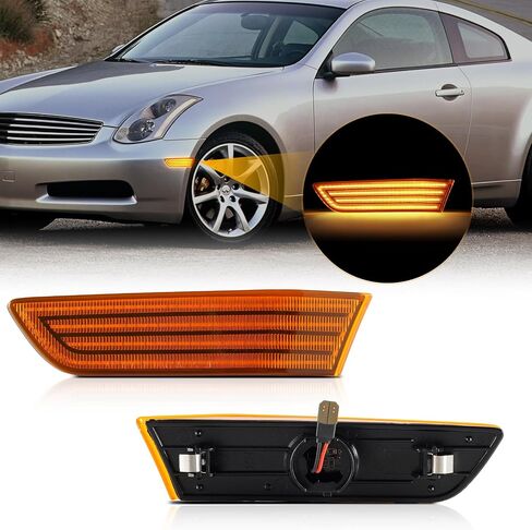 litzland Led Front Bumper Side Marker Lights Compatible with Infiniti G35 V35 2003 2004 2005 2006 2007 Smoked Lens Led Wheel Turn Signal Markers Lights Assembly in Kuwait