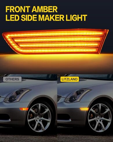 litzland Led Front Bumper Side Marker Lights Compatible with Infiniti G35 V35 2003 2004 2005 2006 2007 Smoked Lens Led Wheel Turn Signal Markers Lights Assembly in Kuwait