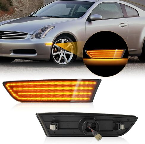 litzland Led Front Bumper Side Marker Lights Compatible with Infiniti G35 V35 2003 2004 2005 2006 2007 Smoked Lens Led Wheel Turn Signal Markers Lights Assembly in Kuwait